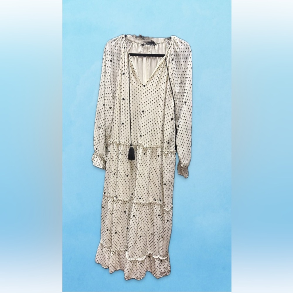 Zara White and Black Polka Dot Maxi Dress